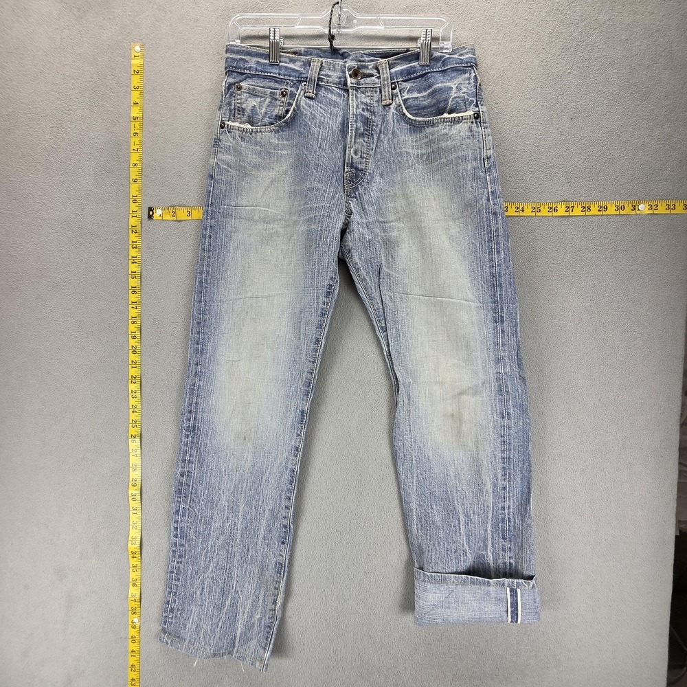 Edwin Jeans Mens Blue Selvedge 505BXX Whiskers Thrashed Light Wash Fits 29x30